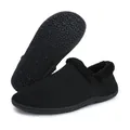Warm black knitted home slippers with thick faux fur lining and non-slip rubber soles - EU 36 / Black