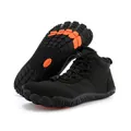 All-black barefoot snow boots with warm lining and orange non-slip rubber soles - EU 36 / Black