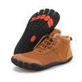 Waterproof tan outdoor barefoot winter boots with warm fur lining and non-slip soles - EU 36 / Brown