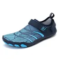 Kids quick-dry water shoes with non-slip sole and blue geometric pattern velcro strap - EU 30 / Dark Blue