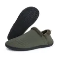 Olive green knitted thermal slippers with plush lining and non-slip rubber soles - EU 36 / Army Green