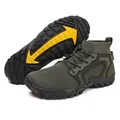 Army green wide toe box hiking shoes with breathable knit upper and non-slip rubber sole - EU 38 / Army Green