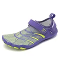Kids quick-dry purple water shoes with yellow accents and adjustable velcro strap - EU 30 / Purple