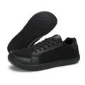 All-black barefoot wide-toe running shoes with breathable mesh and anti-slip rubber soles - 36 / Black