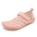 Chaussures de plage pieds nus antidérapantes rose et orange pour enfants à scratch - Rose abricot