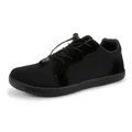 Black wide-toe hiking shoes with breathable knit and quick-toggle lacing system - EU 36 / Black