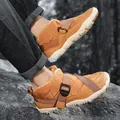 Waterproof brown high-top snow boots with warm fleece lining and non-slip rubber soles - 36 / Camel