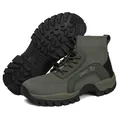 Olive green wide-toe hiking shoes with breathable knit fabric and non-slip rubber soles - EU 38 / Army Green