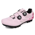 Pink MTB cycling shoes with dual rotary buckles and breathable synthetic leather upper - 37 / Mountain Lock Style (T2521) / Pink