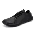 Mens black non-slip barefoot wide toe shoes for outdoor hiking and fitness running - EU 36 / Black