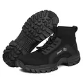Black wide toe box high-top barefoot shoes with breathable mesh and sport logo - EU 38 / Black
