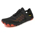 Black breathable water shoes with orange non-slip sole and quick-dry mesh for outdoor - EU 35 / Black & Orange