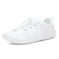 All-white wide-toe barefoot sports shoes with breathable mesh and elastic toggle laces - EU 36 / White