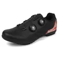 Black road cycling shoes with dual rotary dials and red splatter art pattern - 37 / Unlocked Style (T2521) / Black