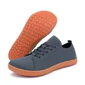 Σκούρα γκρι πλεκτά αθλητικά παπούτσια barefoot με αντιολισθητική πορτοκαλί σόλα - 38 / σκούρο γκρι