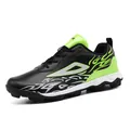 Men's black football shoes with neon green accents and rubber turf cleats for training - EU 38 / Black Green