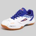 Professional non-slip court shoes with white and blue mesh for indoor sports and badminton - EU 36 / White Blue