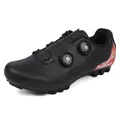 Black mountain bike cycling shoes with dual dial closure and red gradient heel - 37 / Mountain Lock Style (T2521) / Black