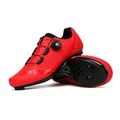 Scarpe da ciclismo su strada rosse professionali con fibbia a rotore e fori traspiranti - Rosso Tacchetto Strada