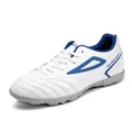 Zapatillas de fútbol blancas y azules para hombre en cuero sintético con tacos turf - Blanco Grisáceo
