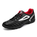 Men's turf soccer shoes in black and red with high-quality synthetic leather upper - Black and White