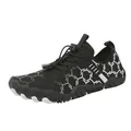 Black quick-dry barefoot water shoes with honeycomb pattern and secure speed laces - EU 35 / Black and White