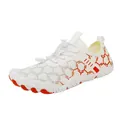 White quick-dry barefoot beach shoes with orange honeycomb patterns and non-slip sole - EU 35 / White Red
