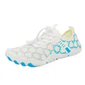 White five-finger water shoes with blue honeycomb pattern and quick-pull laces - EU 35 / White Blue