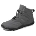 Grey waterproof winter snow boots for men with thick faux fur lining and drawstring - EU 36 / Gray