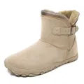 Beige waterproof snow boots with warm faux shearling lining and non-slip rubber soles - EU 38 / 1812M Brown