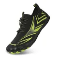Black and neon green barefoot water shoes with non-slip rubber soles and elastic laces - EU 36 / Dark Green