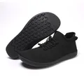 All-black minimalist knit barefoot training shoes with honeycomb anti-slip rubber sole - EU 36 / Black