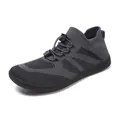 Dark grey knitted barefoot shoe with flexible rubber sole and quick toggle lacing system - EU 36 / Dark Gray