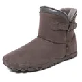 Dark brown leather snow boots with thick grey wool lining and slip-resistant rubber soles - EU 38 / 1812M Coffee