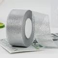 Sparkling silver glitter ribbon roll for gift wrapping and DIY crafts, 4cm wide - Extra Wide Short Roll / Silver