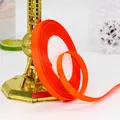 Cinta de falla naranja de 1cm con textura acanalada para envolver regalos y manualidades - Rollo Único / Rojo Anaranjado