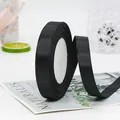 Black 2.5cm grosgrain ribbon roll with ribbed texture for DIY gift wrapping crafts - Black