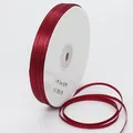 Wijnrode 3mm dubbelzijdige satijnen lintrol met gladde afwerking voor cadeauverpakking - Kleine Rolstijl (3mm 182m*33# Wijnrood) / Bordeauxrood