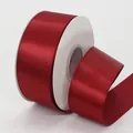 Deep red 4cm satin ribbon with glitter finish on white spool for gift wrapping decor - Wine Red(260#)