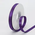 Deep purple 1cm satin ribbon with gold glitter finish on a white spool for gifts - Purple