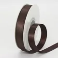 Deep coffee brown glitter ribbon roll with 1.5cm metallic gold finish on white spool - US 1.5 / Coffee