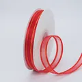 Rood 1,5 cm transparant mesh lint met gouden rand op spoel voor DIY decoratie - Rood Gouden Rand Stijl