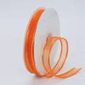 1,5cm oranges Chiffonband mit Goldkante auf Spule für DIY-Haarschmuck und Floristik - Orange Goldrand Stil