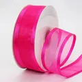 Roll of 4cm wide rose red organza ribbon with satin edges for DIY hair accessories - Rose Red