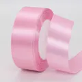 Pink satin ribbon roll 3cm wide for gift wrapping with smooth silky finish texture - In Roll / Medium Pink
