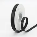 Black 1cm metallic satin ribbon on a white spool for gift wrapping and DIY crafts - Black