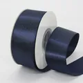 Deep blue satin ribbon with gold glitter on white spool for premium gift wrapping - Dark Blue (370#)