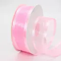 Pink 4cm organza ribbon on white spool for DIY hair accessories and gift wrapping - Pink