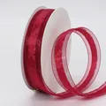 2.5cm wine red organza ribbon with satin edges for gift wrapping and DIY crafts - Burgundy
