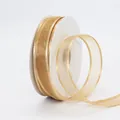 Rolle 2,5cm champagnerfarbenes Organzaband mit Satinrand für DIY-Haarschmuck Deko - 2,5 CM Breit / Gold